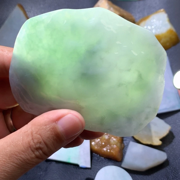 翡翠未镶嵌颈饰缅甸天然翡翠片料挂件牌子珠子平安扣