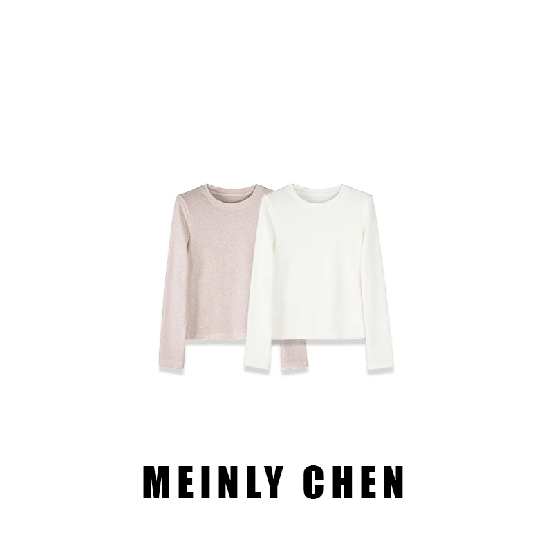 【MEINLY  CHEN】高端设计师款时尚百搭气质长袖套头T恤823256-1