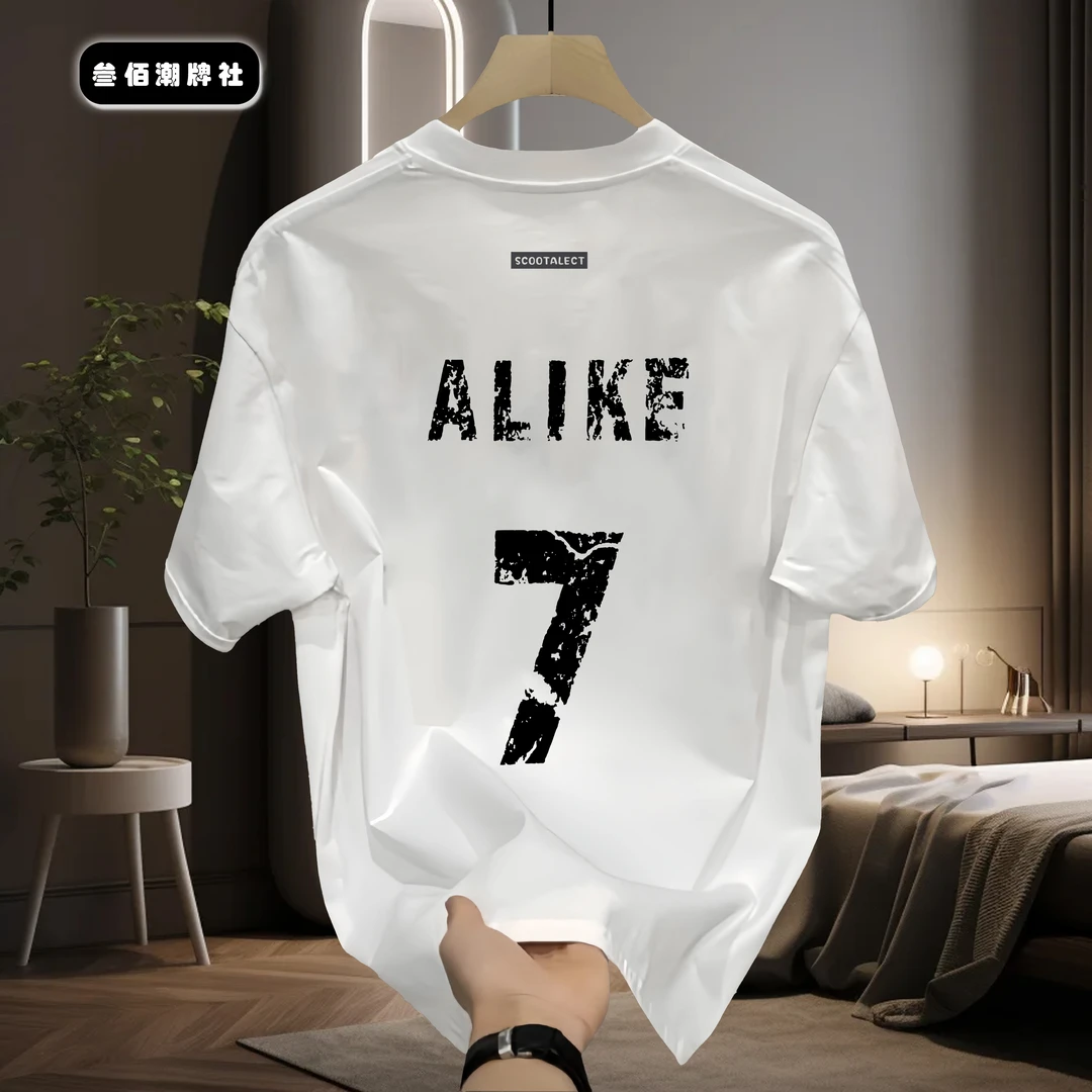 邦德妮纯棉男士短袖T恤2025新款国潮风原创印花宽松百搭圆领上衣