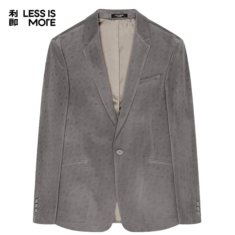 利郎【提花单西】2025新款春季男士商务休闲时尚修身平驳领西服外套