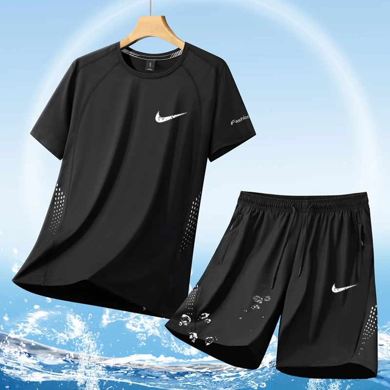 【奥莱精选】官方正版冰丝套装夏季新款休闲轻薄透气速干运动两件套