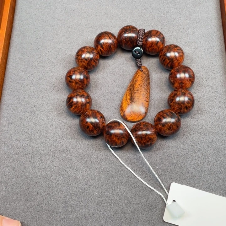 黑***k黄花梨/降香黄檀手串/手链海南黄花梨爆满芝麻瘤疤18