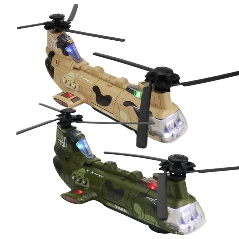 跨境电动万向飞机模型儿童玩具旋转灯光音乐运输机带坦克玩具