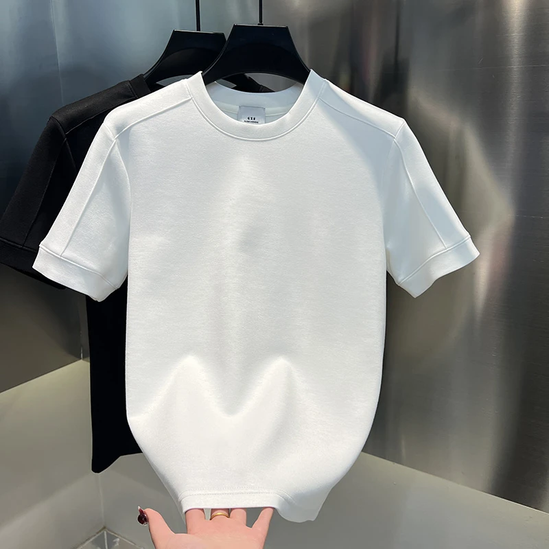 2025春秋冬男士简约净版圆领T恤潮流纯色半袖打底经典时尚男装