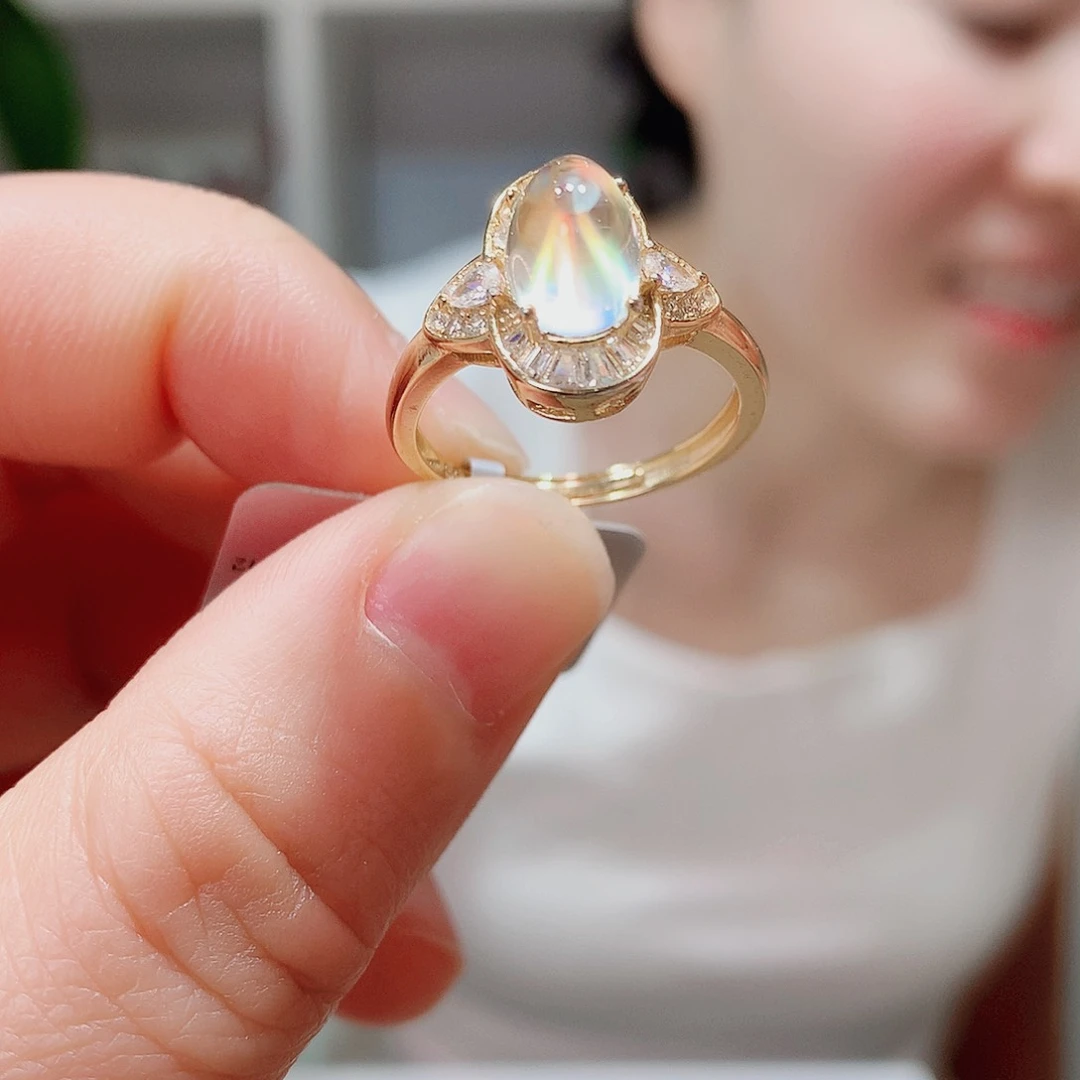 银S925镶嵌戒指月光石