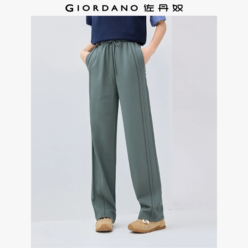 佐丹奴裤子女装秋新款纯棉破骨松紧腰针织直筒卫裤长裤 13415245