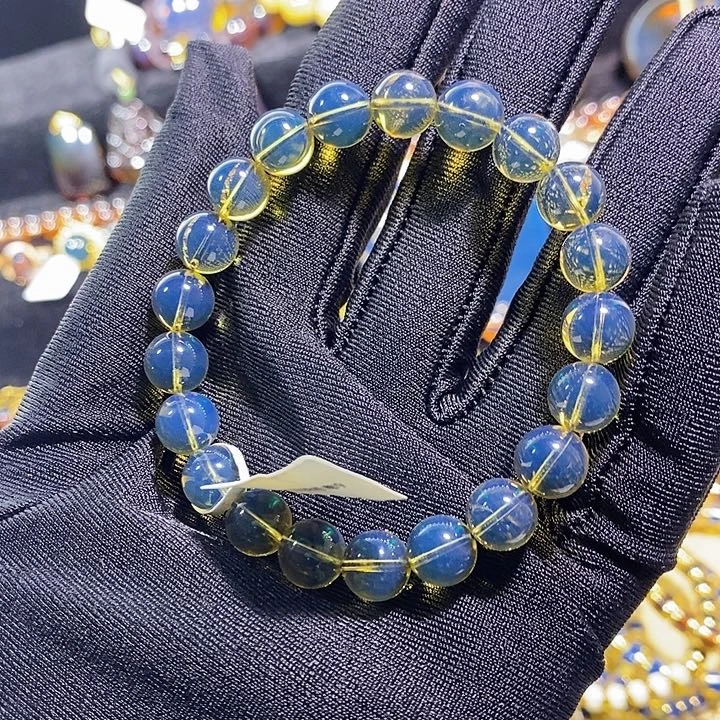 蓝珀未镶嵌珠宝奇石墨西哥蓝珀手串9