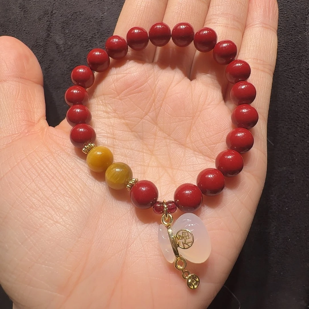 天然辰砂朱砂手串福袋 虎眼石 招财纳福