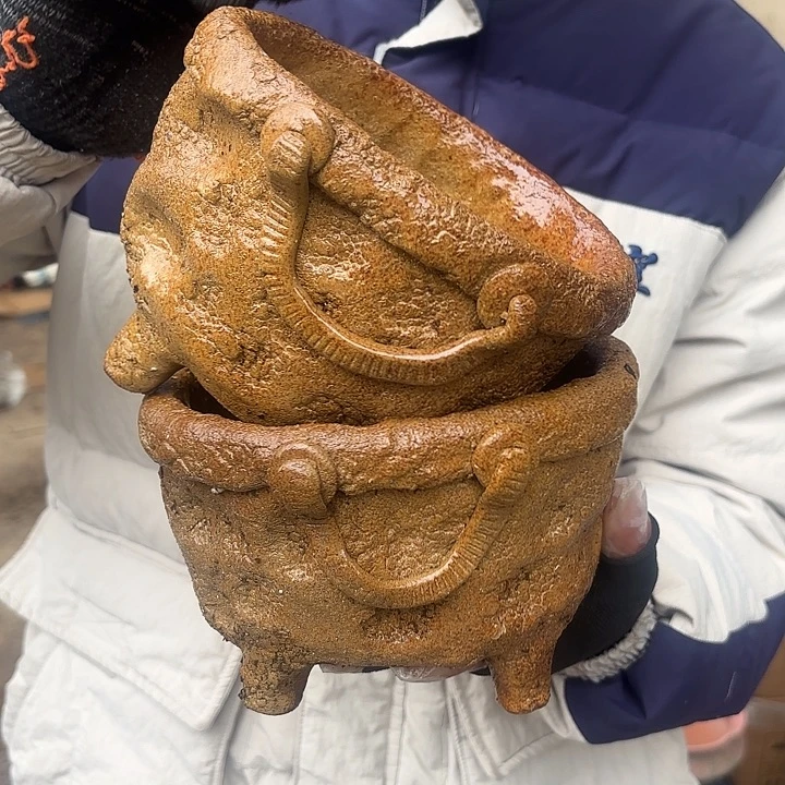 红陶手工有空两个口径15*14