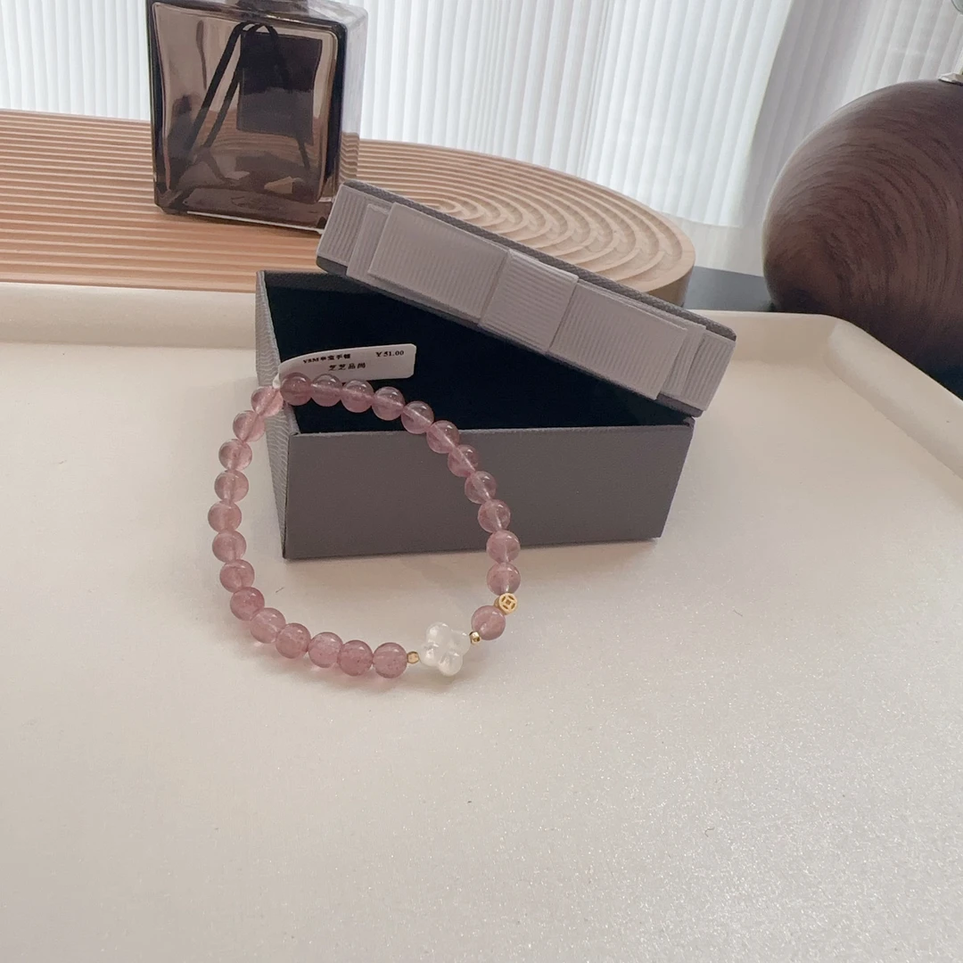 合金仿水晶手链 简约时尚手饰送女友情人节天然粉小草手链SL18