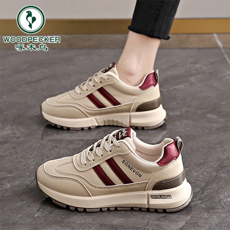 【正品】啄木鸟女鞋2025新款夏季超火阿甘鞋轻便软底防滑跑步运动鞋