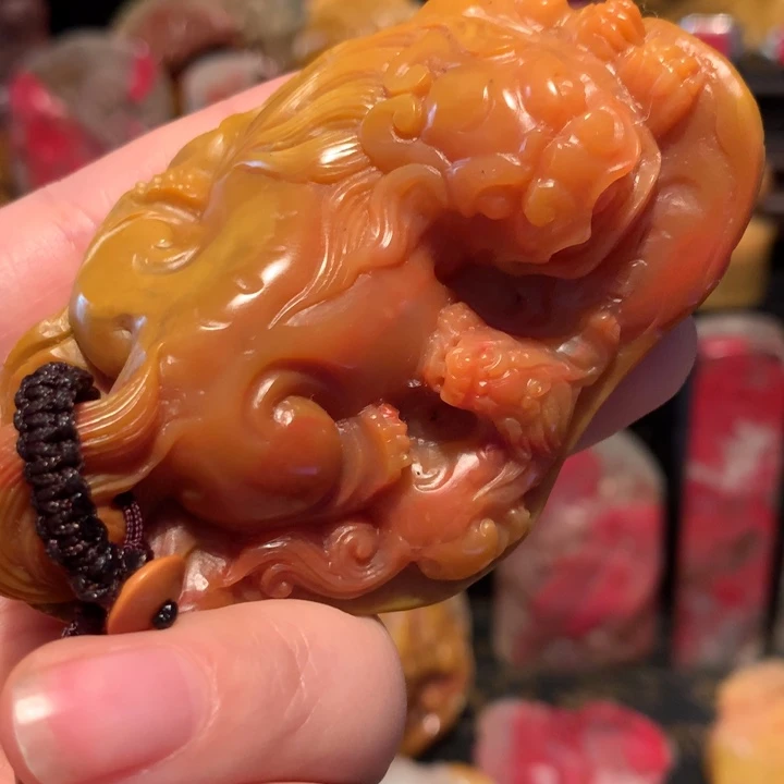 昌化石k*i昌化田黄石手把件