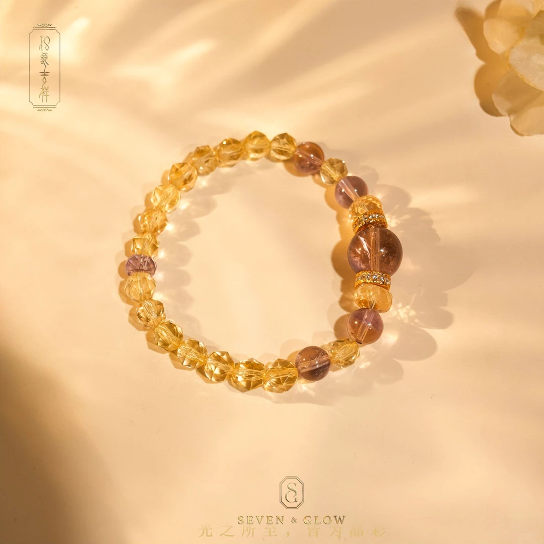 【升耳只加星】紫黄晶+星切黄水晶diy手串（多样性发货）