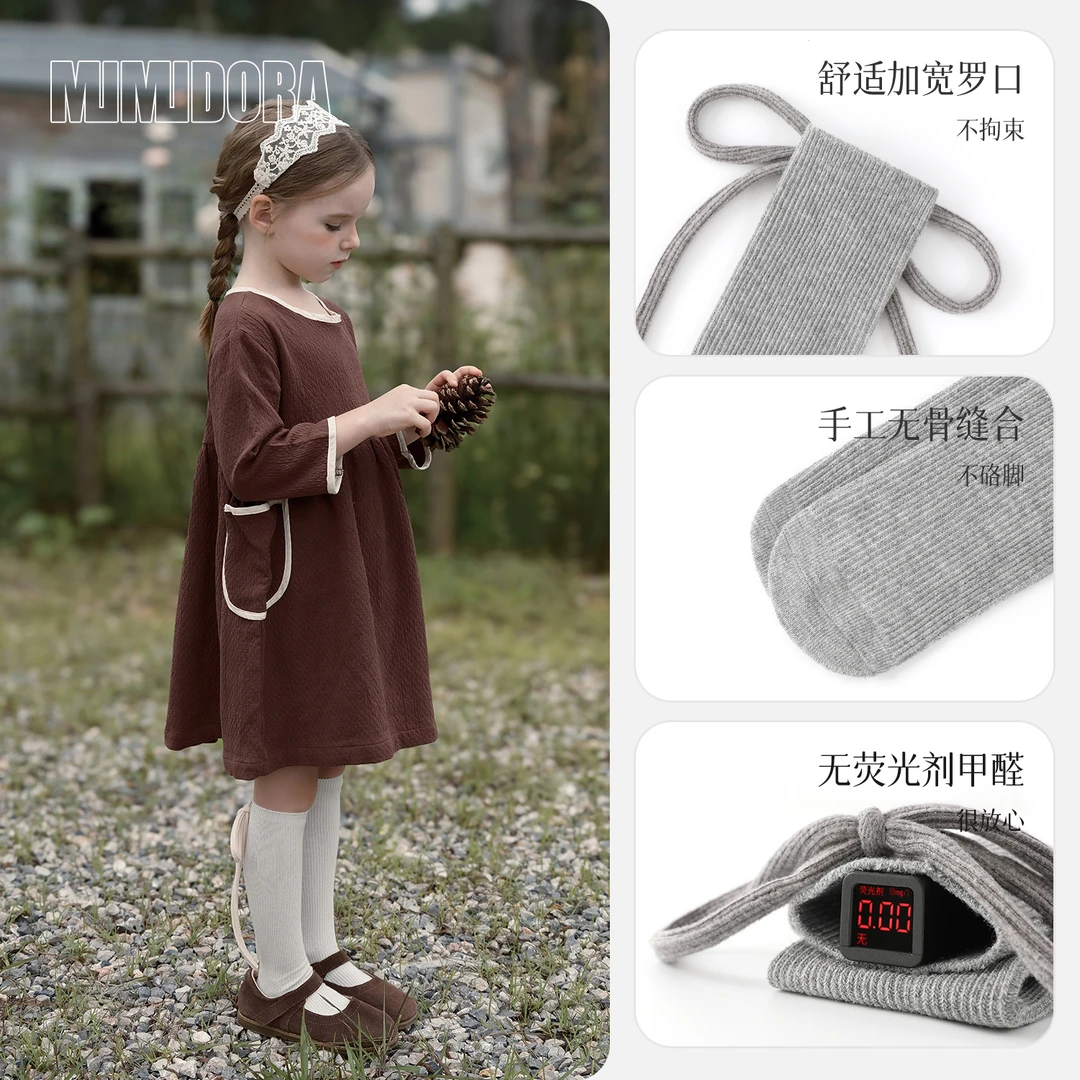 儿童中筒袜春秋女孩韩版洋气蝴蝶结公主女童小腿袜秋季宝宝长筒袜