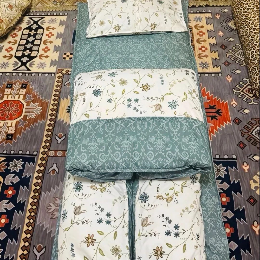 2025新款单人三件套夹棉荞麦枕绗缝棉枕