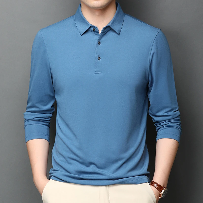 翻领Polo衫上衣薄含男士长袖T恤男