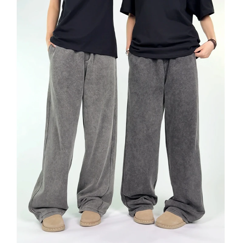 colyon水洗复古做旧直筒裤男针织裤美式宽松休闲阔腿直筒卫裤裤子