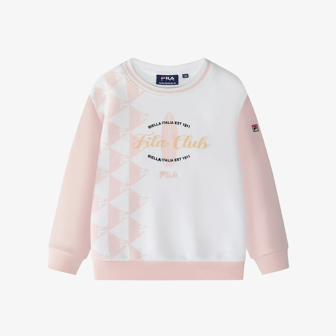FILA斐乐儿童【抑菌除螨】童装女小童亲肤圆领卫衣K11G511202F