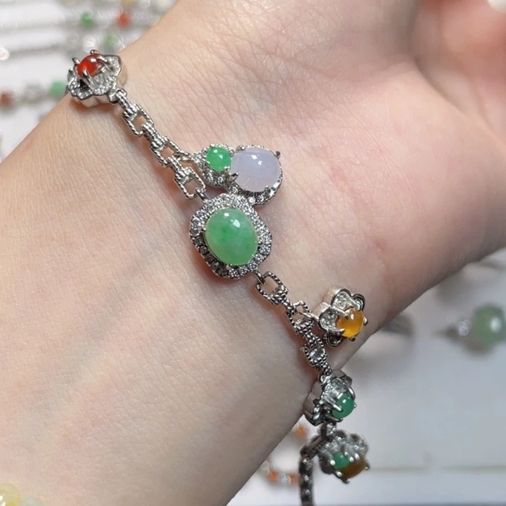 翡翠银S925镶嵌手链