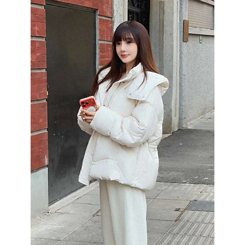 Lulusmiracle【雪境软甲】李小璐同款时尚连帽冬季女款月光白羽绒服