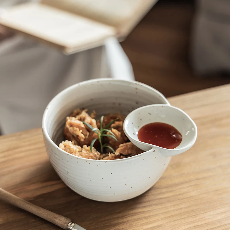 【更具性价比】陶瓷分隔碗早餐饺子蘸料醋分隔碗薯条番茄酱分隔碗