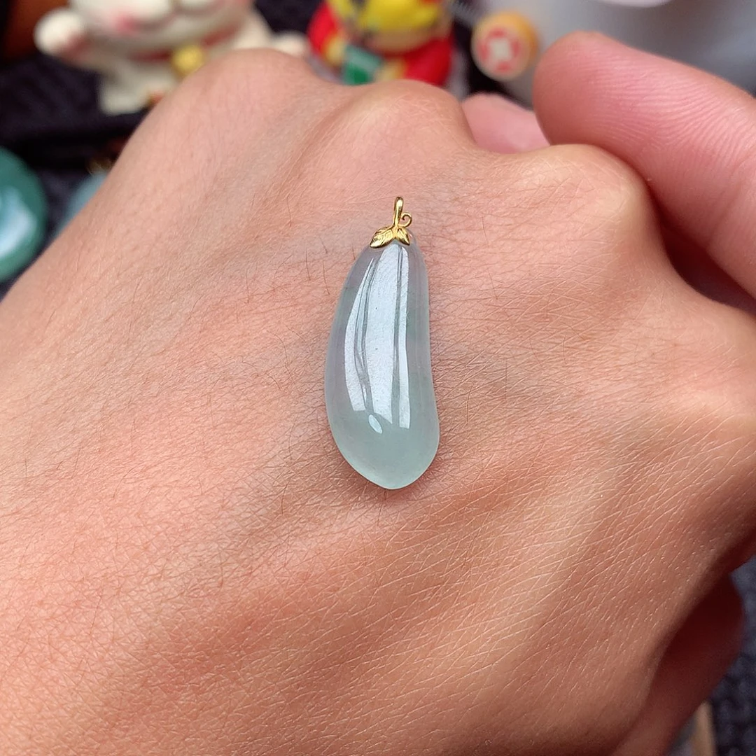 吊坠(不含链)18K金镶嵌翡翠