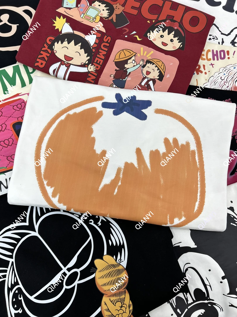 mnmf【001-052】夏季新款时尚潮牌休闲减龄印花纯棉短袖T恤宽松上衣