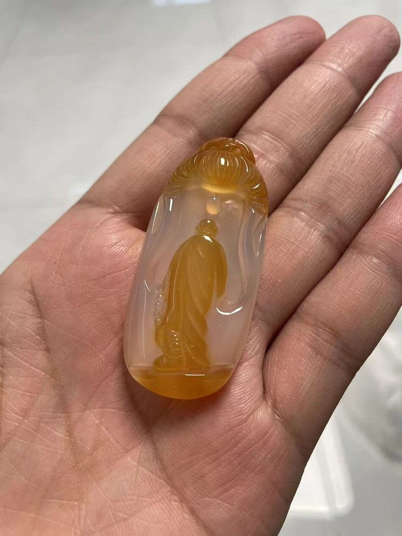 天然玛瑙吊坠雕刻悟道