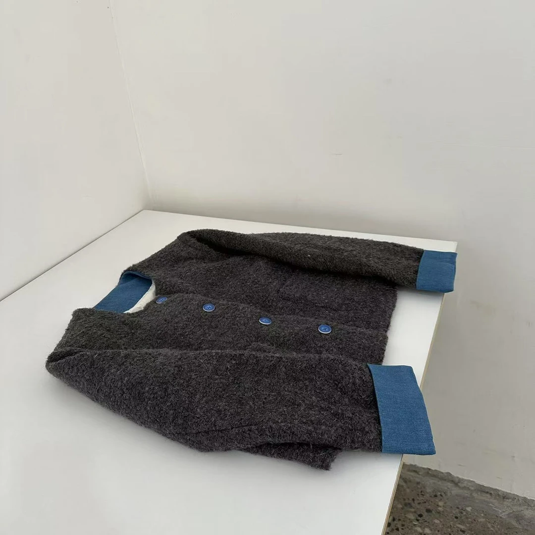 清762灰蓝拼色小香风外套    NO.退NO.换