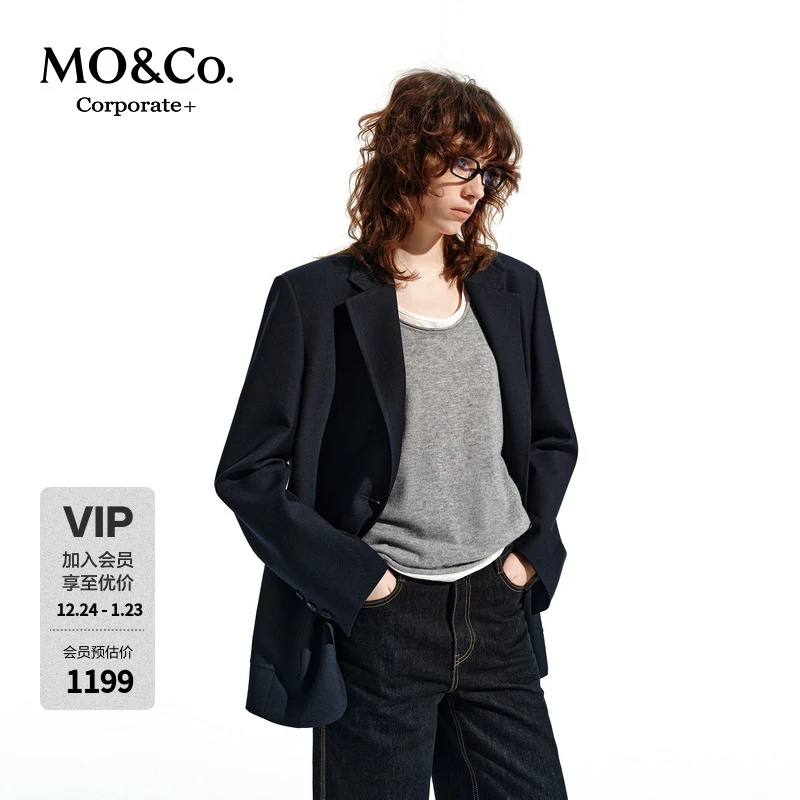 【C+系列】MOCO西装2025春新品含绵羊毛智性学院风垫肩MBE1BLA023