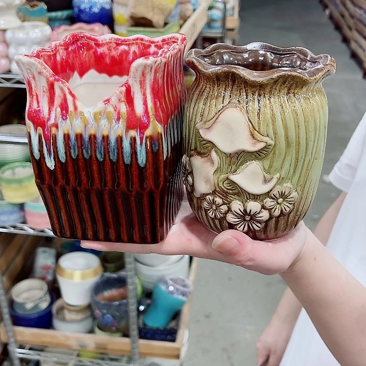 有孔，凑10元包邮陶瓷花盆发货！