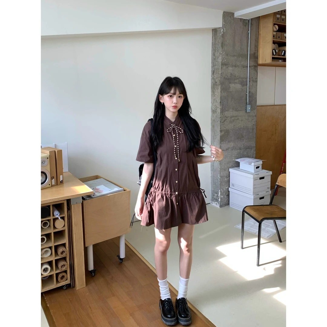 夏季2025新款法式小个子衬衫连衣裙子女今年流行爆款漂亮绝美短裙