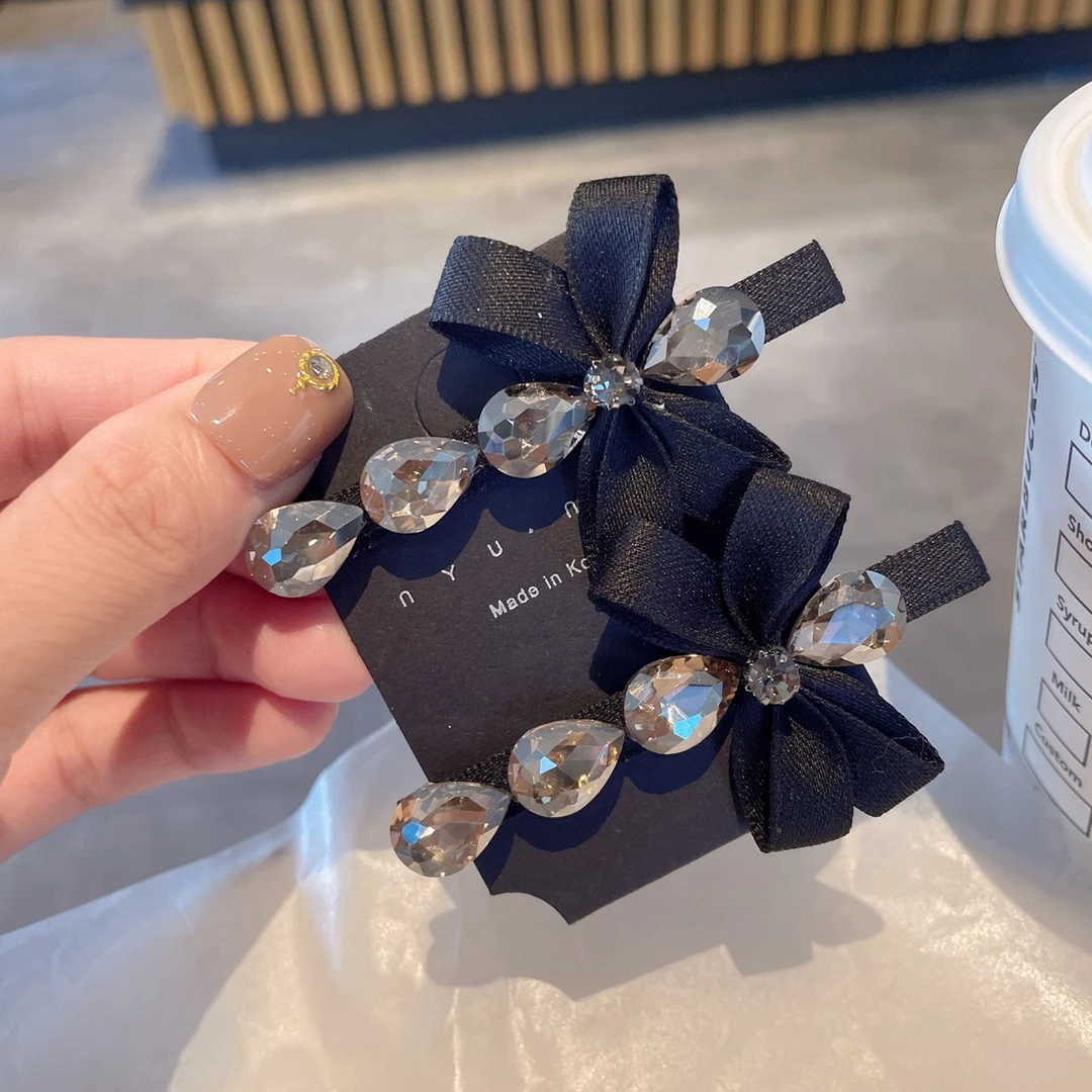 精致闪锆蝴蝶结发夹女高级感气质发卡侧边小夹子刘海夹发饰