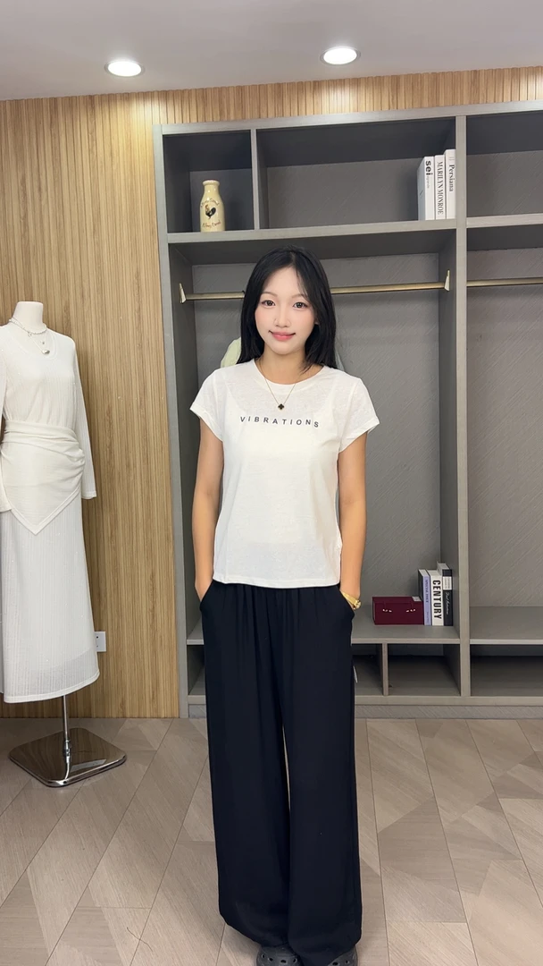 夏季圆领印花透气T恤韩版显瘦时尚休闲简约百搭T恤