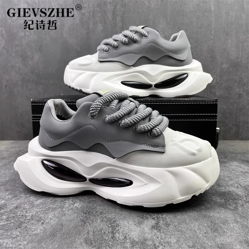 纪诗哲潮牌男鞋新款百搭增高气垫底时尚舒适潮鞋软底厚底老爹鞋男