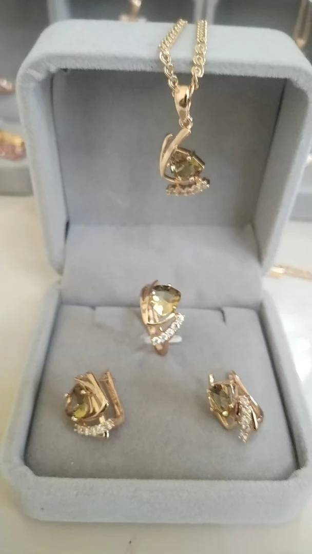 铜合金锆石吊坠 镀俄罗斯585紫金首饰套装41738项链