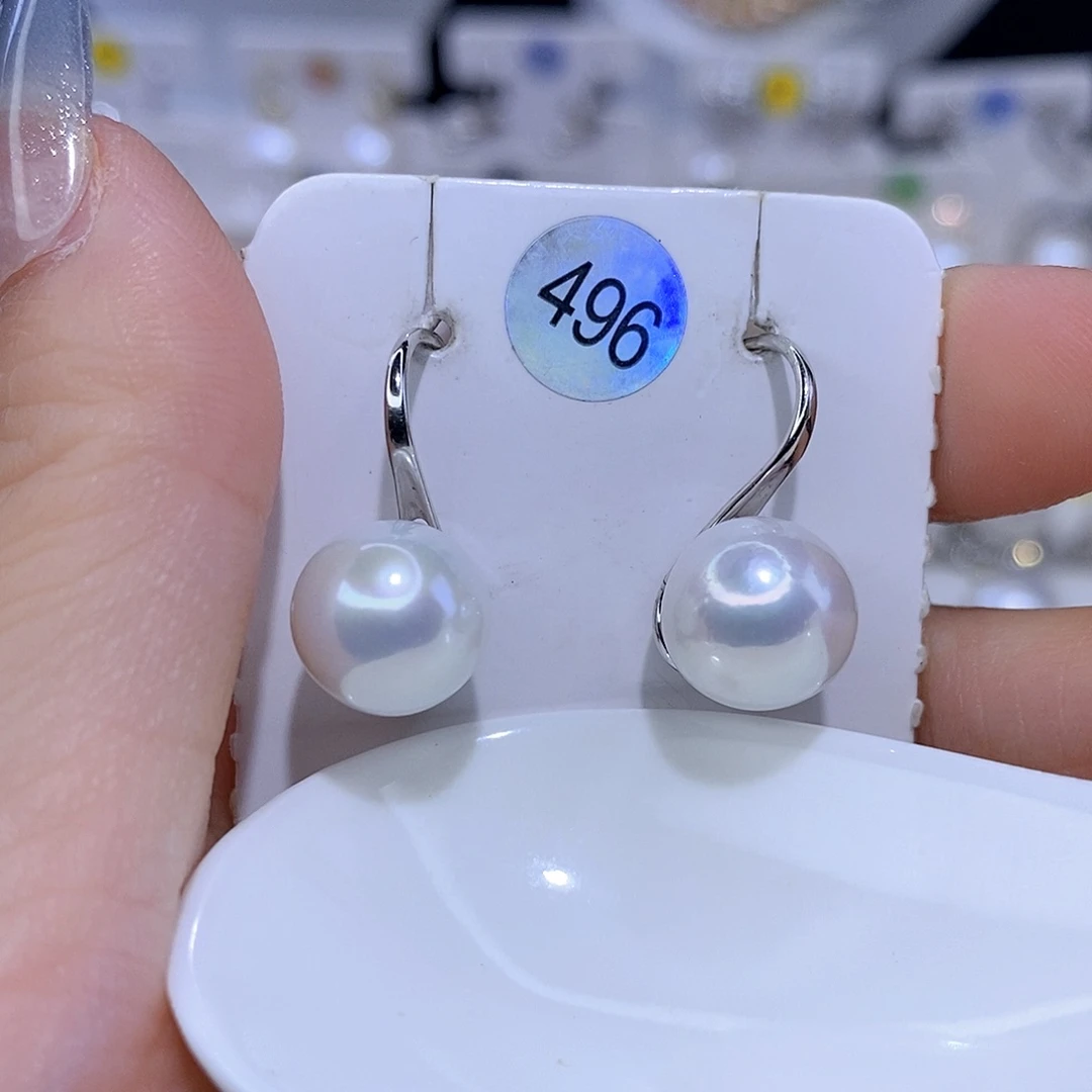 银S925镶嵌耳饰淡水珍珠