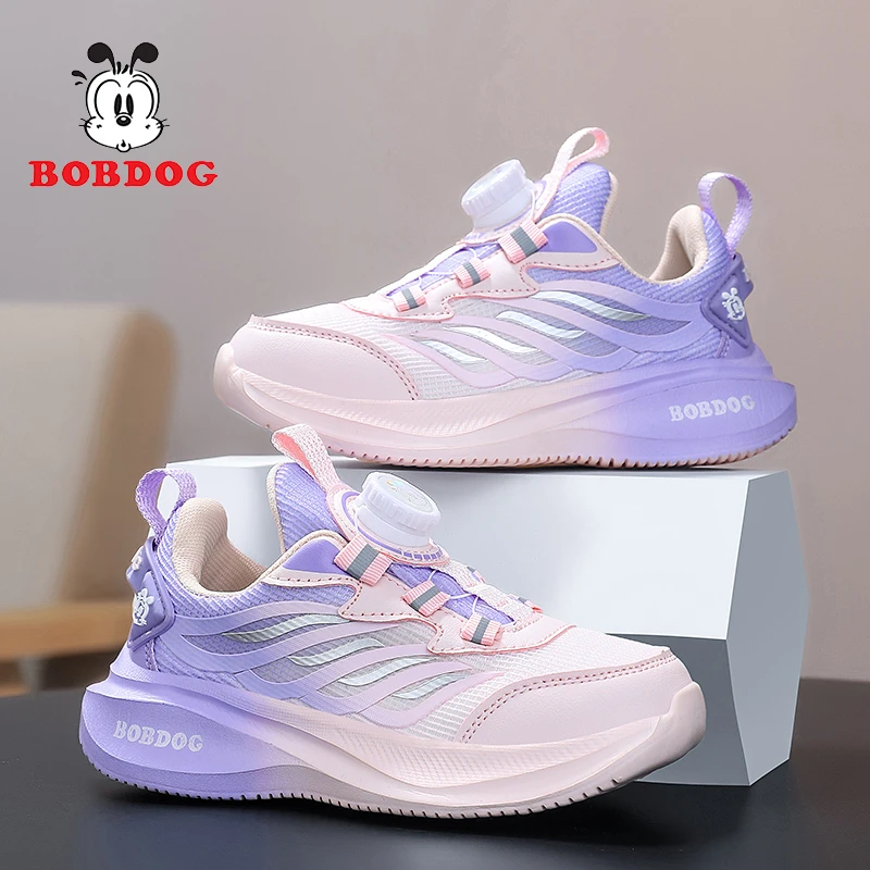 Bobdog/巴布豆女童运动鞋2025春秋网面透气中大童儿童跑步鞋子潮