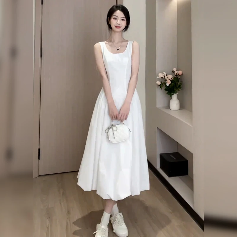 2618夏日绝美法式气质连衣裙子女装夏季新款今年流行爆款白色长裙