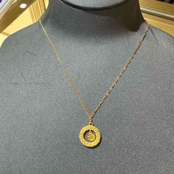 【星星 5.01 】 足金999投资金 福牌+平安扣套链  VP 30