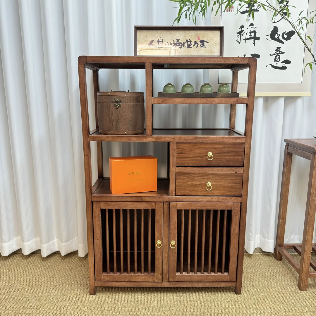 新中式实木多宝阁博古架茶叶置物架茶室客厅收纳展示柜中柜餐边柜