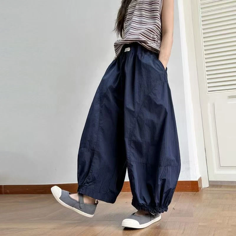 女童裤子夏天薄裤子2025夏季新款洋气宽松阔腿裤中大童宝宝防蚊裤