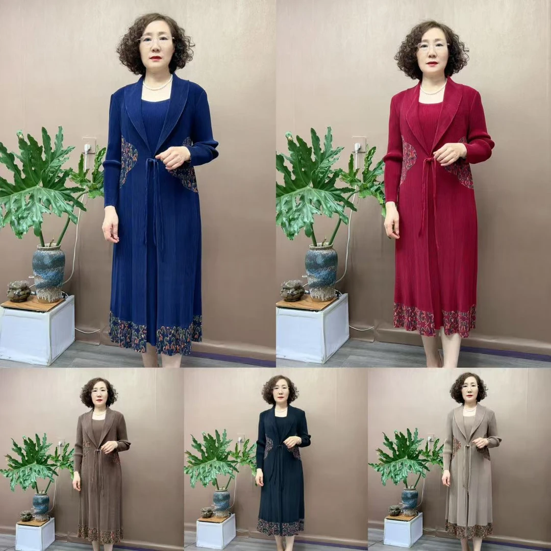 精品褶皱一粒扣女装连衣裙气质显瘦时尚长款