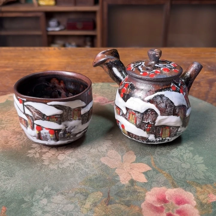 柴烧纯手工手绘陶瓷