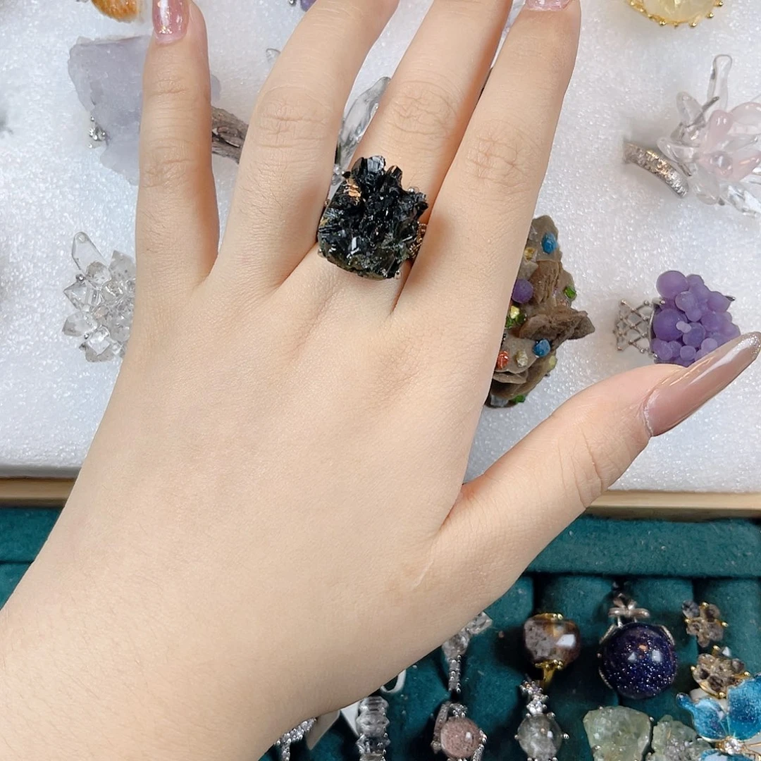 花岗石纯铜锡合金纯铜原石戒指