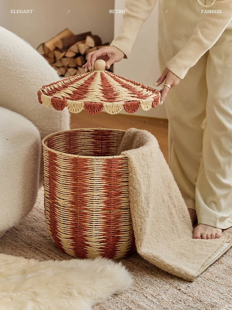 蜡笔派晚橘家用收纳筐收纳篮高级卧室书房储物篮收纳篮可爱摆件篮