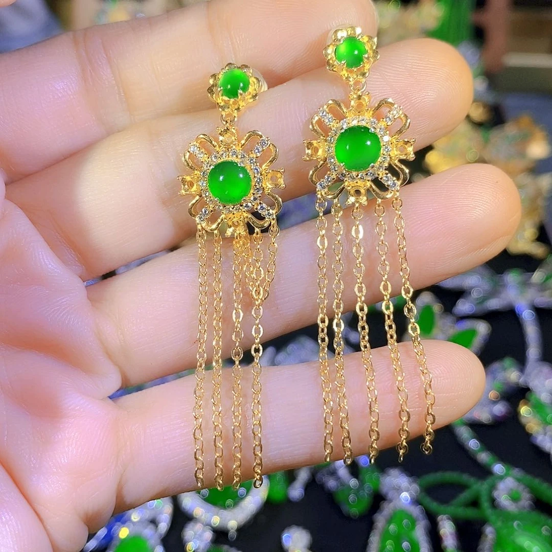 吊坠(不含链)银S925镶嵌翡翠