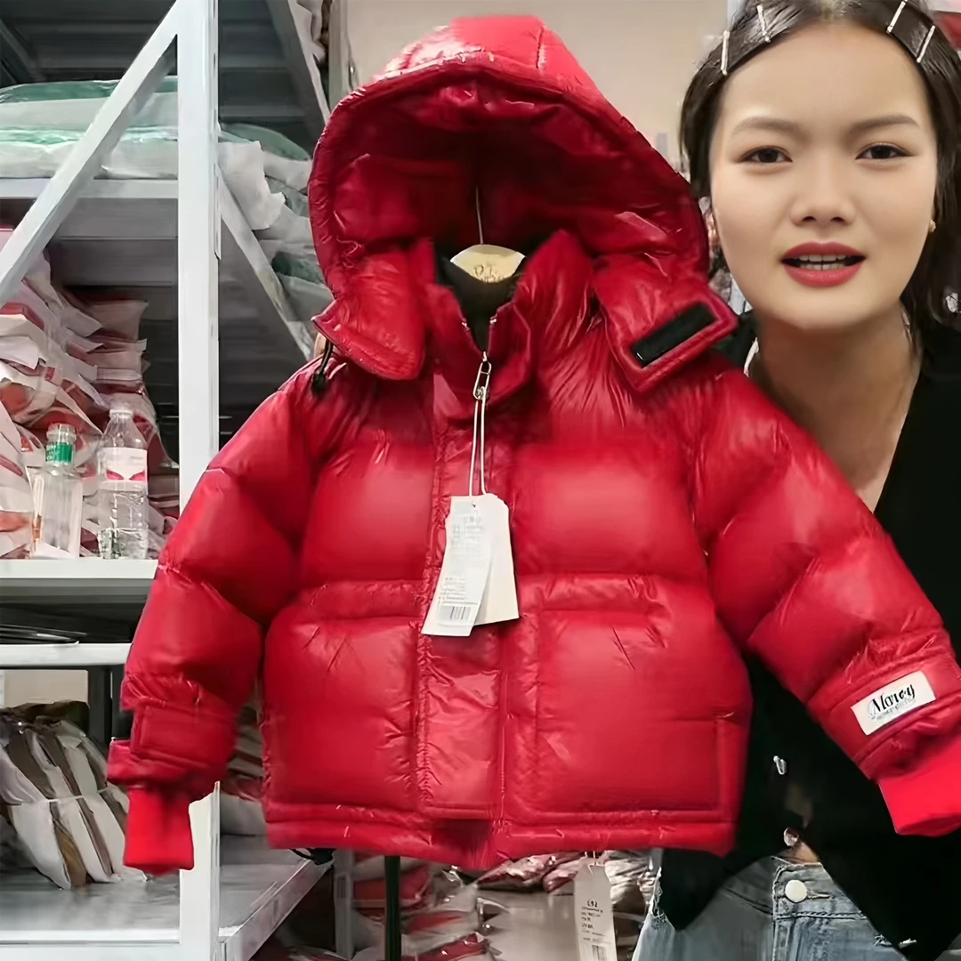 宝宝儿童男童女童冬季红色羽绒服加厚带帽小童冬装外套拜年服时尚