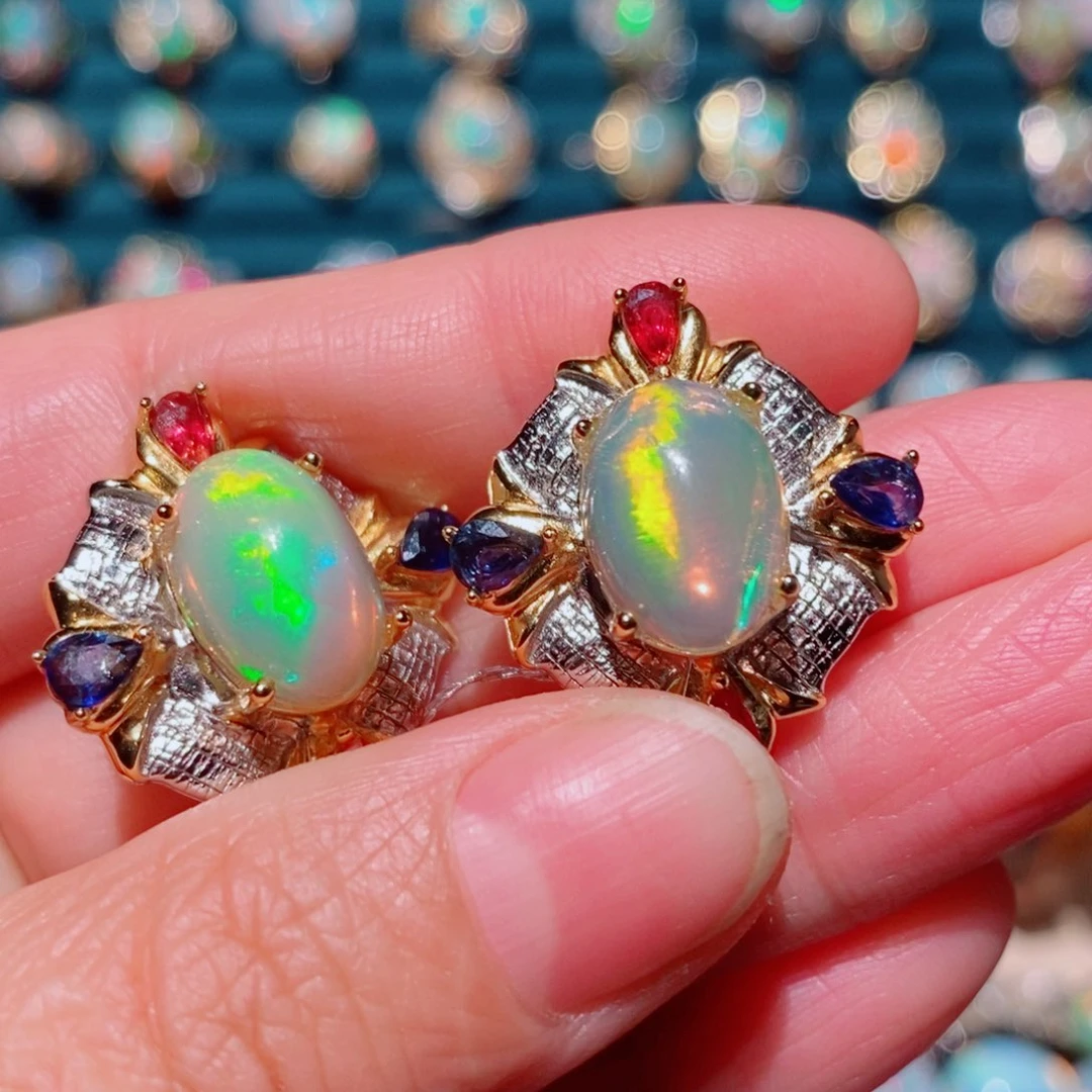 欧泊欧泊耳饰银S925镶嵌