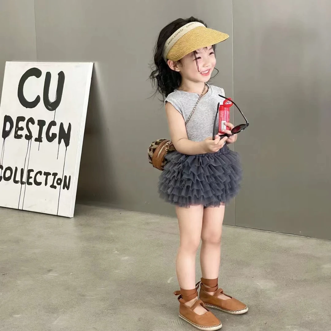 女童2025夏季tutu裤裙两件套高品质网纱蛋糕裙可爱背心短裤两件套